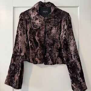 Vintage AZIZ Y2K Faux Fur Crop Collared Jacket
